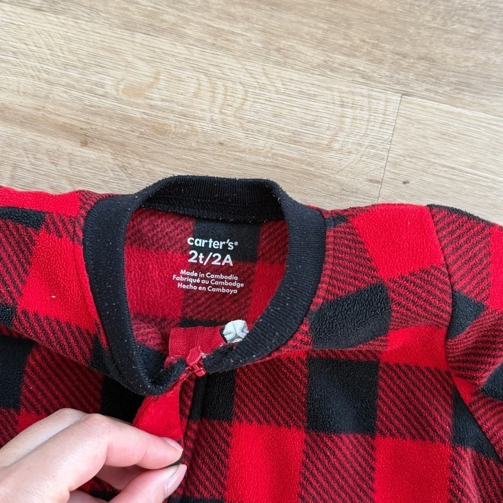 Carter’s One Piece Plaid Print Reindeer Loose Fit Long-Sleeve Sleep